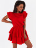 Asymetrické šaty s volánky červené c223 k01
