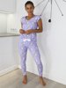 Bavlněný Komplet Blůza + Kalhoty Pyžamo | fialová P21