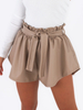 Krátké Kalhoty S Páskem Šortky Z Eko Kůže | béžová C134